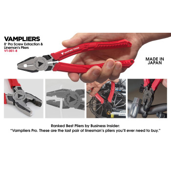 Vampliers 2Pc Screw Extractor Pliers Set Made In Japan 8 Linemans Pliers 5 Mini Pliers With Esd Safe Grip Stripped Scr