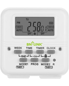 Bnlink Digital Timer Outlet 7 Day Programmable Digital Outlet Timer With 2 Independent Outlets 3Prong Mini Indoor Easy Set Sta