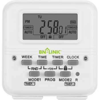 Bnlink Digital Timer Outlet 7 Day Programmable Digital Outlet Timer With 2 Independent Outlets 3Prong Mini Indoor Easy Set Sta