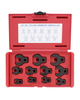 Abn Crowfoot Wrench Sae Standard 38In Drive 11Piece Set For When Regular Socketswrenches Cannot Get The Job Done