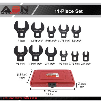 Abn Crowfoot Wrench Sae Standard 38In Drive 11Piece Set For When Regular Socketswrenches Cannot Get The Job Done