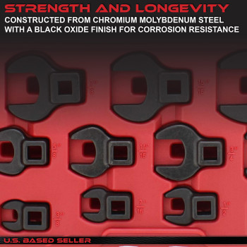 Abn Crowfoot Wrench Sae Standard 38In Drive 11Piece Set For When Regular Socketswrenches Cannot Get The Job Done