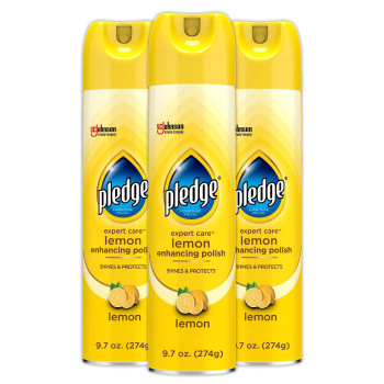 Pledge Expert Care Wood Polish Spray Shines And Protects Removes Fingerprints Lemon 97 Oz Pack Of 3