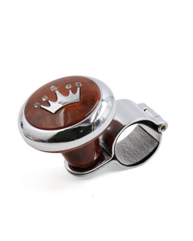 Uxcell Brown Crown Pattern Design Steering Wheel Knob Power Handle For Auto Car