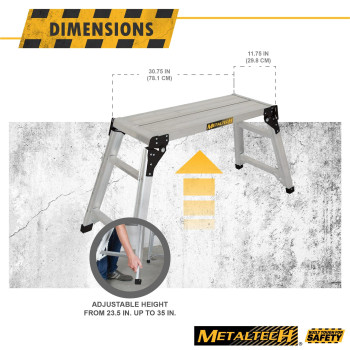 Metaltech Epwp7101Al Jobsite Series 31In Portable Work Platform Aluminum Step Stool For Adults And Portable Work Bench With