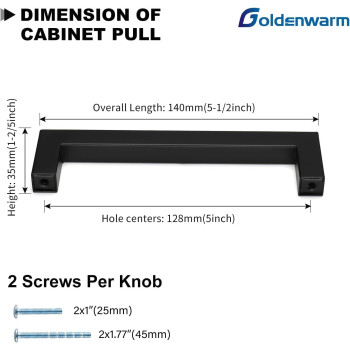 Goldenwarm 30 Pack Black Square Bar Cabinet Pull Drawer Handle Stainless Steel Modern Kitchen Hardware Cabinets Cupboard Center