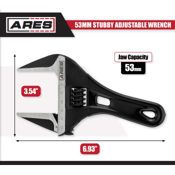 Ares 7030353Mm Stubby Adjustable Wrench Stubby Ultra Thin Design For Quick Access To Tight Spaces Mouth Is 30 Percent Deep