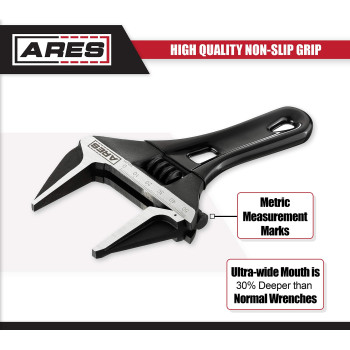 Ares 7030353Mm Stubby Adjustable Wrench Stubby Ultra Thin Design For Quick Access To Tight Spaces Mouth Is 30 Percent Deep