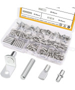 Sutemribor 128Pcs Nickel Plated Shelf Bracket Pegs Cabinet Furniture Shelf Pins Support 4 Styles