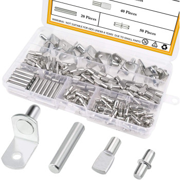 Sutemribor 128Pcs Nickel Plated Shelf Bracket Pegs Cabinet Furniture Shelf Pins Support 4 Styles