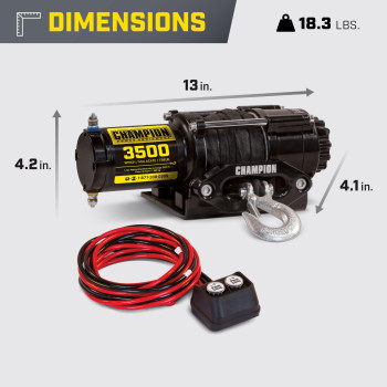 Champion Power Equipment 3500Lb Atvutv Synthetic Rope Winch Kit