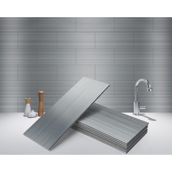 Art3D 4 X 12 Peel And Stick Stainless Steel Metal Tile For Kitchen Subway Backsplash 15 Pack