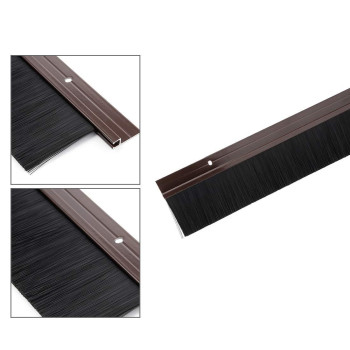 Uxcell Door Bottom Sweep Brown Hshape Aluminum Alloy Holder W 2Inch Black Pp Silicone Soft Brush 1000Mm X 72Mm Approx 3937