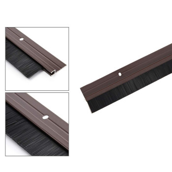 Uxcell Door Brush Bottom Sweep Brown Hshape Aluminum Alloy Holder W 08Inch Black Pp Silicone Soft Brush 1000Mm X 43Mmapprox