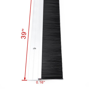 Uxcell Door Bottom Sweep Silver Tone Aluminum Alloy W 14Inch Black Pp Silicone Soft Brush 39Inch X 23Inch