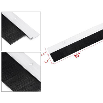 Uxcell Door Bottom Sweep Silver Tone Aluminum Alloy W 14Inch Black Pp Silicone Soft Brush 39Inch X 23Inch