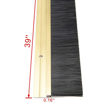 Uxcell Door Bottom Sweep Gold Tone Aluminum Alloy W 2Inch Black Pp Silicone Soft Brush 39Inch X 26Inch