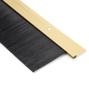 Uxcell Door Bottom Sweep Gold Tone Aluminum Alloy W 2Inch Black Pp Silicone Soft Brush 39Inch X 26Inch