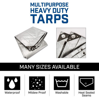 Bair Grizzly Tarp 14 X 14 Weave Multi Purpose Waterproof Tarp 12X16 Silver