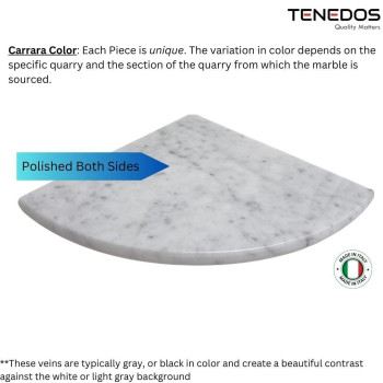 Tenedos Premium Quality Italian Carrara Bianco White Greyish 9X9 Marble Bathroom Accessories Corner Shower Shelf Tile Polished