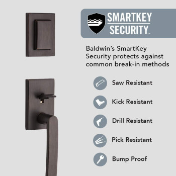 Baldwin Spyglass Front Entry Handleset With Interior Lever Featuring Smartkey Deadbolt Rekey Technology And Microban Protect