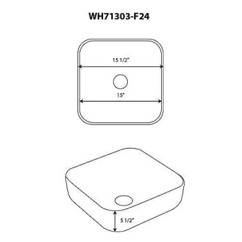 Isabella Plus Collection Square Above Mount Basin with an Embossed Exterior, Smooth Interior, and Center Drain