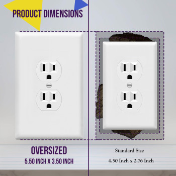 Enerlites Jumbo Duplex Receptacle Outlet Wall Plate Electrical Outlet Covers Gloss Finish Oversize 1Gang 55 X 35 Pol