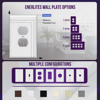 Enerlites Jumbo Duplex Receptacle Outlet Wall Plate Electrical Outlet Covers Gloss Finish Oversize 1Gang 55 X 35 Pol