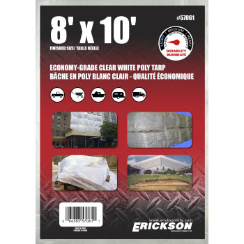 Erickson 57061 White Economy Grade Poly Tarp 8 X 10 1 Pack