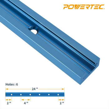 Powertec 71118 24 Inch Doublecut Profile Universal Ttrack With Predrilled Mounting Holes 2 Pack T Track For Woodworking Jigs