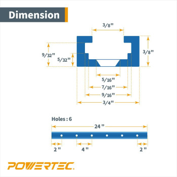 Powertec 71118 24 Inch Doublecut Profile Universal Ttrack With Predrilled Mounting Holes 2 Pack T Track For Woodworking Jigs