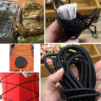 14 X 25 Elastic Bungee Cord Kayak Stretch String Rope Black Shock Cords