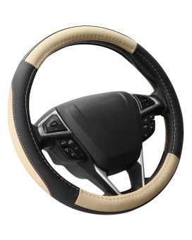 Seg Direct Car Steering Wheel Cover For F150 Tundra Range Rover 15516 Inch Black And Beige Microfiber Leather