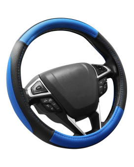 Seg Direct Car Steering Wheel Cover For Prius Civic 141425 Inch Black And Blue Microfiber Leather