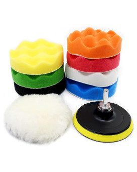 Ocr 10Pcs 4 Inch Car Polishing Pad Kit Sponge And Wool Polishing Pad Set With M10 Drill Adapter Car Buffer Polisher Kit Drill