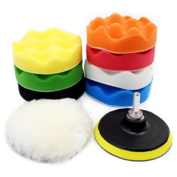 Ocr 10Pcs 4 Inch Car Polishing Pad Kit Sponge And Wool Polishing Pad Set With M10 Drill Adapter Car Buffer Polisher Kit Drill