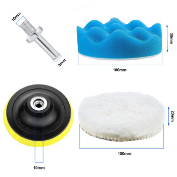 Ocr 10Pcs 4 Inch Car Polishing Pad Kit Sponge And Wool Polishing Pad Set With M10 Drill Adapter Car Buffer Polisher Kit Drill