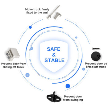 Easelife 66 Ft Brushed Nickel Sliding Barn Door Hardware Track Kit Basic J Pulley Heavy Duty Slide Smoothly Quietly Easy Instal