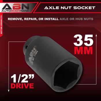 Abn Axle Nut Socket 35Mm 12In Drive 6 Point Universal For All Vehicle 6Pt Installation Removal Repair