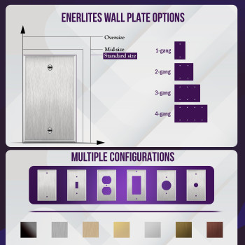 Enerlites Blank Device Metal Wall Plate Stainless Steel Blank Outlet Covers Corrosion Resistant Standard Size 1Gang 450 X