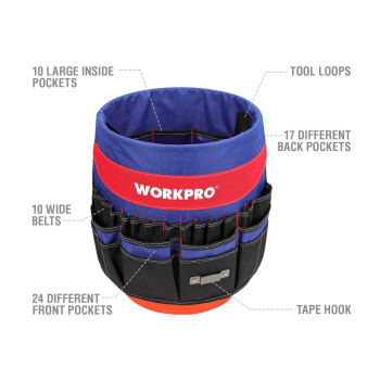 Workpro Bucket Tool Organizer With 51 Pockets Fits To 355 Gallon Bucket Tools Excluded