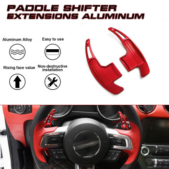 X Xotic Tech Red Aluminum Metal Paddle Shifter Extensions Interior Shift Cover Trim Compatible With Ford Mustang 20152023 Inter