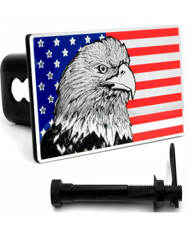 Everhitch Usa Eagle Flag Emblem Metal Trailer Hitch Cover Fits 2 Receiver Color Flag