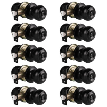 Gobrico 10 Pack Black Round Indoor Door Knobs Black Privacy Door Knobs For Bedroom Bathroom With Thumbturn Lock Inside Door Loc