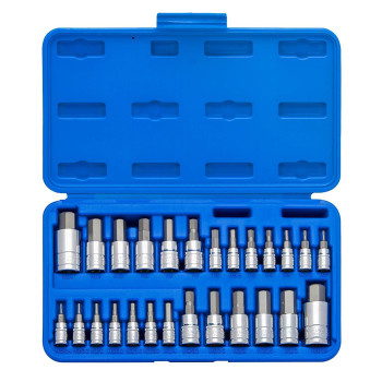 Neiko 01144A Tamperproof Hex Bit Socket Set 26 Pieces Sae 564916 And Metric 214Mm