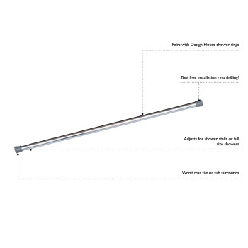 Design House 564187 Classic Adjustable 43 To 72Inch Shower Rod For Bathroom Brushed Nickel