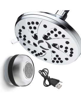 Aquadance Highpressure Setting Inch Spiral 6Function Rainfall Shower Head And Speaker Chrome