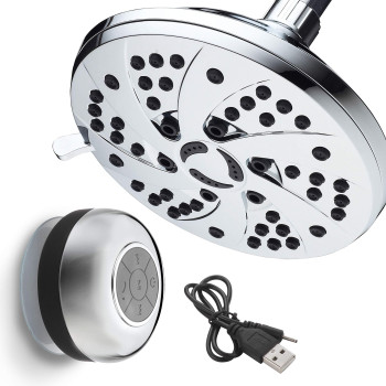 Aquadance Highpressure Setting Inch Spiral 6Function Rainfall Shower Head And Speaker Chrome