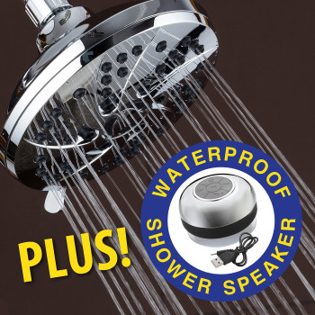 Aquadance Highpressure Setting Inch Spiral 6Function Rainfall Shower Head And Speaker Chrome