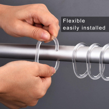 24 Packs Plastic Shower Curtain Rings Hooks For Bathroom Shower Window Rod Clear